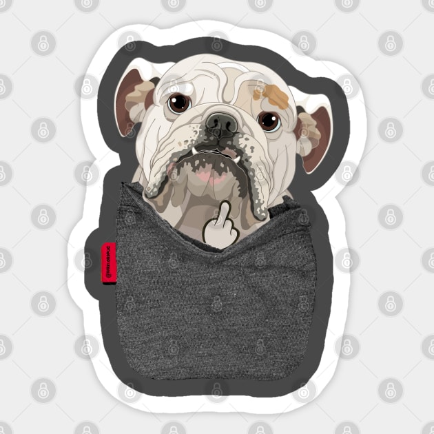 Bulldog FU Pocket Sticker by darklordpug